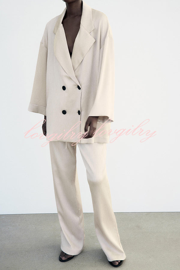 Fashionable Wrinkled Lapel Long-sleeved Loose Blazer