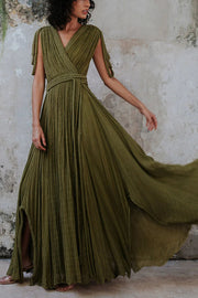 Resort Style Draped Braids Shoulder Backless Cover-up Loose Maxi Dress