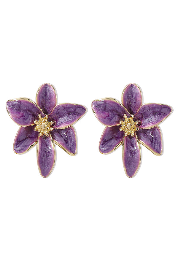 Vintage Colorful Enamel Flower Stud Earrings