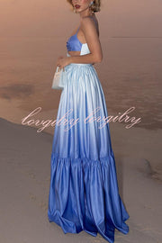 Ocean Breeze Gradient Cutout Waist Maxi Dress