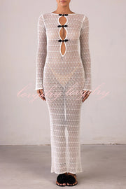 Sexy Backless Long-sleeved Knitted Slim-fit Maxi Dress