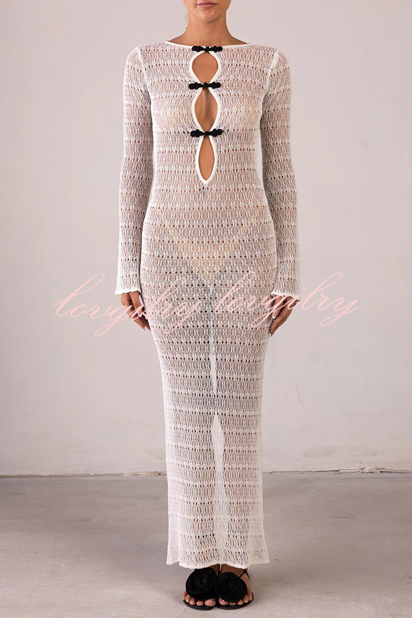 Sexy Backless Long-sleeved Knitted Slim-fit Maxi Dress