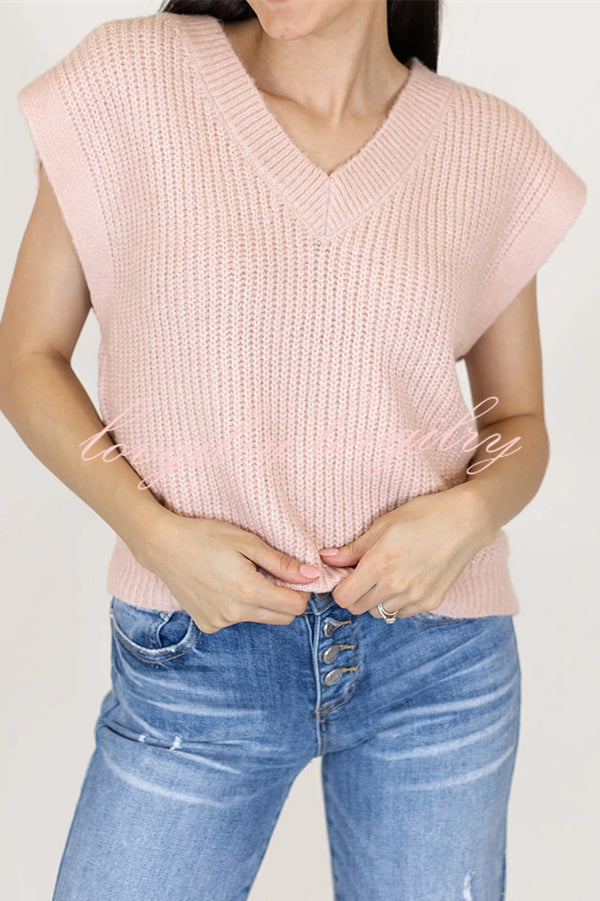 Solid Color V-neck Sleeveless Casual Loose Vest