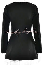 Budding Elegance Bow Detail Boat Neck Long Sleeve Mini Dress