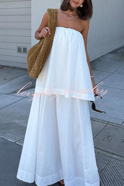 Hali Cotton Blend Elastic Bust Double Layered A-line Maxi Dress