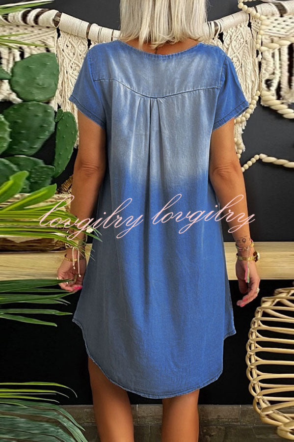 Loose Casual Short Sleeve Denim Mini Dress