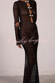 Sexy Backless Long-sleeved Knitted Slim-fit Maxi Dress