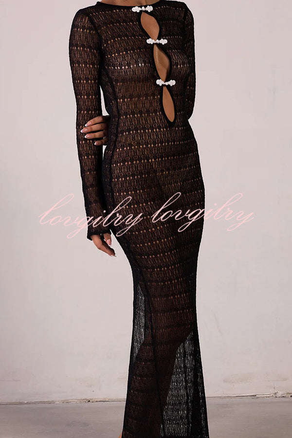 Sexy Backless Long-sleeved Knitted Slim-fit Maxi Dress