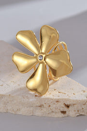 Elegant Flower-shaped Rhinestone-embellished Open Ring