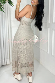 Brunch Voyage Knit Texture Stretch Maxi Dress