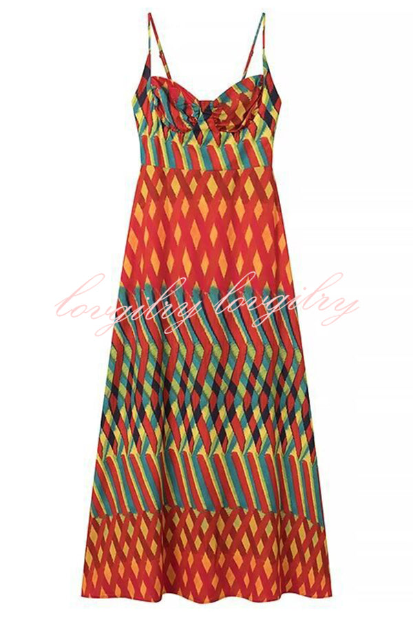 Jamila Unique Printed Sexy Backless High Rise Suspender Maxi Dress