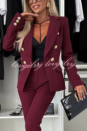 Feeling of Confidence Metal Button Long Sleeve Lapel Blazer