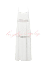 Alexa Textured Spot Sheer Mesh Patchwork Slip A-line Maxi Dress