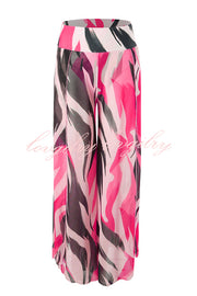 Unique Printed Loose High Waist Split Beach Pants