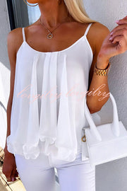 Romance Factor Ruffle Hem Flowy Cami Top