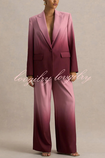 Enya Ombre Print Elastic Waist Pocketed Wide Leg Pants