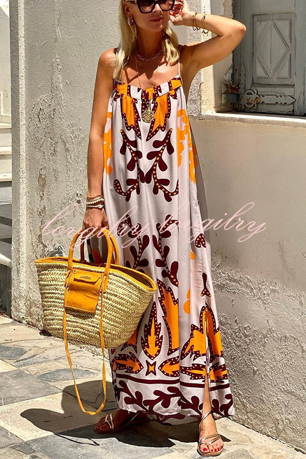 Sunday’s Color Palette Ethnic Printed Loose Cami Maxi Dress