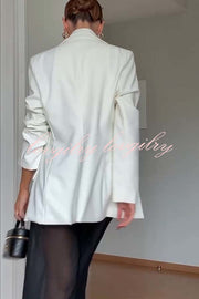 Autumn Avenue Double-breasted Long Sleeve Lapel Loose Blazer