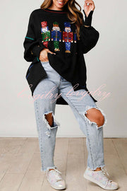 Adorable Nutcracker March Sequin Pullover Sweatshirt