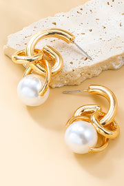 Alloy Round Ball Shaped Pearl Earrings