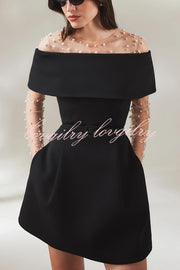 Elegant Evening Lapel Bandeau Removable Belt Pocketed Mini Dress