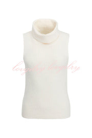 Comfortable Season Ribbed Knit Turtleneck Sleeveless Relaxed Sweater