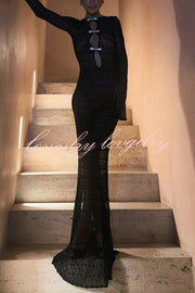 Sexy Backless Long-sleeved Knitted Slim-fit Maxi Dress
