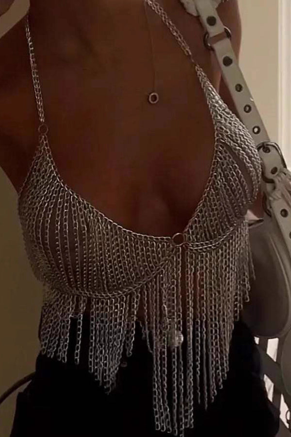 Tassel Vest Top Chain Bra Chest Chain