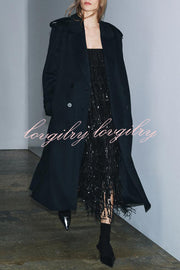 Chic Celebration Layered Sequined Tassels Slip Strapless H-line Midi Dress