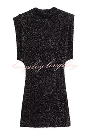Fashionable Sequined Round Neck Sleeveless Slim-fit Mini Dress