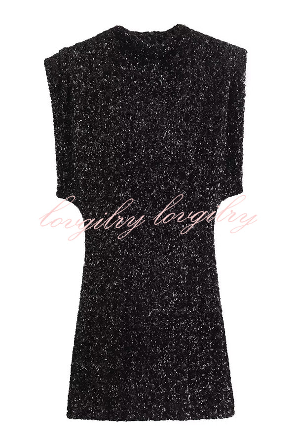Fashionable Sequined Round Neck Sleeveless Slim-fit Mini Dress