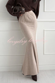Caitlin Knit Stretch Fabric High Waist Fishtail Casual Maxi Skirt