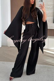 City Atelier Bell Slit Sleeve Top and High Rise Pocket Wide Leg Pants Set