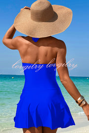 Fashionable Halterneck Waist Hollow Stretch One-piece Swimsuit