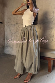 Fashion Plaid Print Elastic Waist Pocket Loose Wide-leg Pants