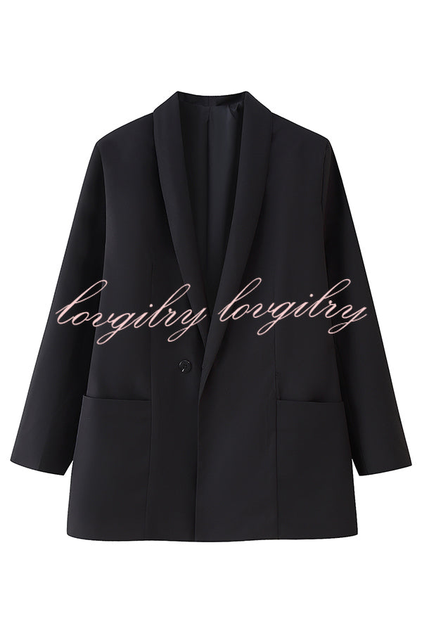 Solid Color Lapel Long Sleeve Casual Pocket Long Blazer