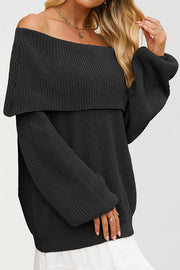 Solid Color Loose Off-shoulder Long-sleeved Casual Knit Sweater
