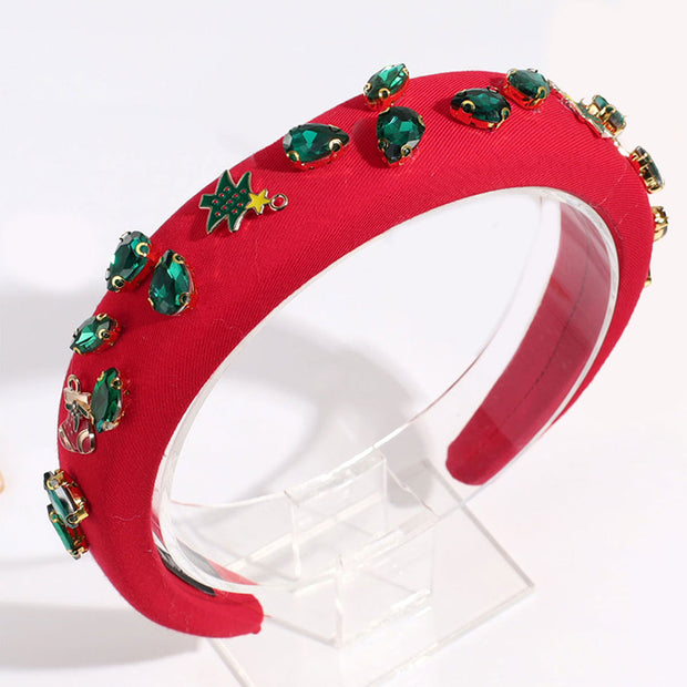 Christmas Tree Snowflake Decoration Wide Braid Rhinestone Headband