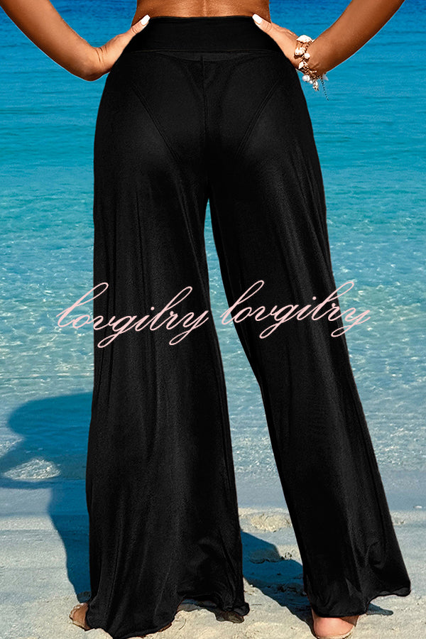 Solid Color Loose Metal Buckle Beach Pants