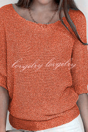 Crew Neck Knitted Half Sleeve Sweater