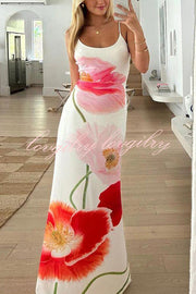 Romantic Beginnings Poppy Blossom Slip Stretch Vacation Maxi Dress