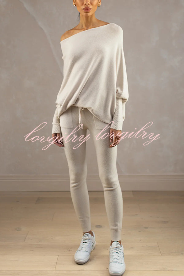 Solid Color Round Neck Long Sleeve Loose Knitted Sweater