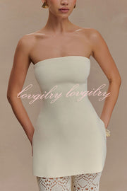 Anette Bandage Knit Strapless Stretch A-line Midi Top