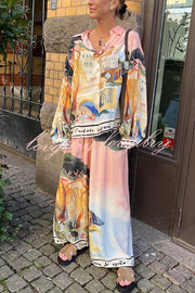 Ellison Unique Print Elastic Waist Pocketed Wide Leg Pants