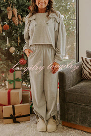 Dear Daydream Loose Bow Tie Long-Sleeved Sweatshirt and Elastic Waist Pocket Pants Set