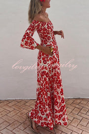 Close To The Vacation Floral Print Smocked Off Shoulder Pocketed Maxi Dress