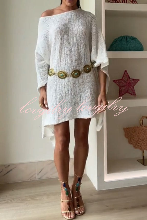 Sunny Somewhere Knit Batwing Sleeve Loose Cover-up Cape