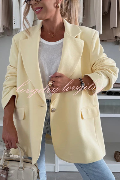 Solid Color Casual Lapel Long Sleeve Oversized Blazer