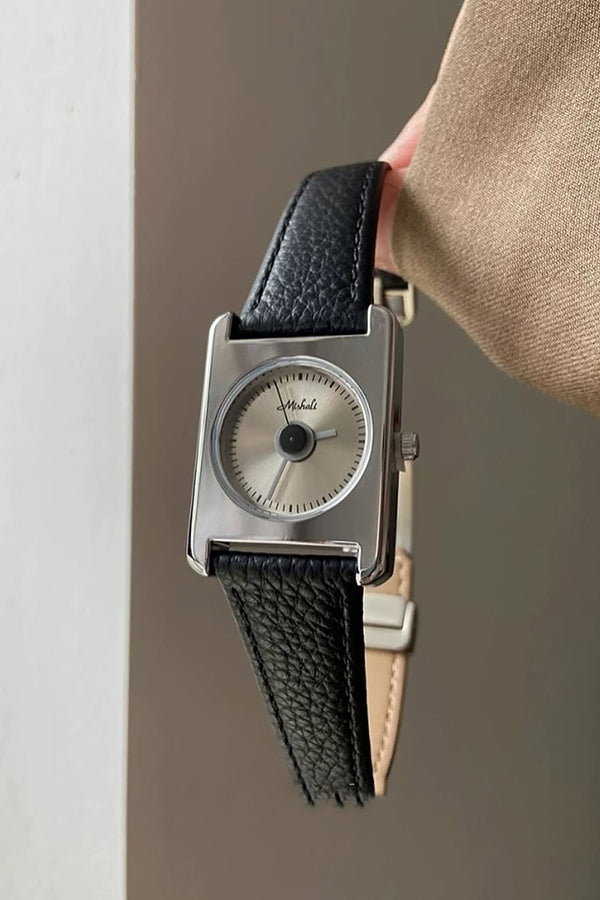 Square Steel Case Dopamine Color Matching Leather Strap Watch