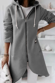 Lilipretty Juliana Solid Color Zip Up Hooded Coat